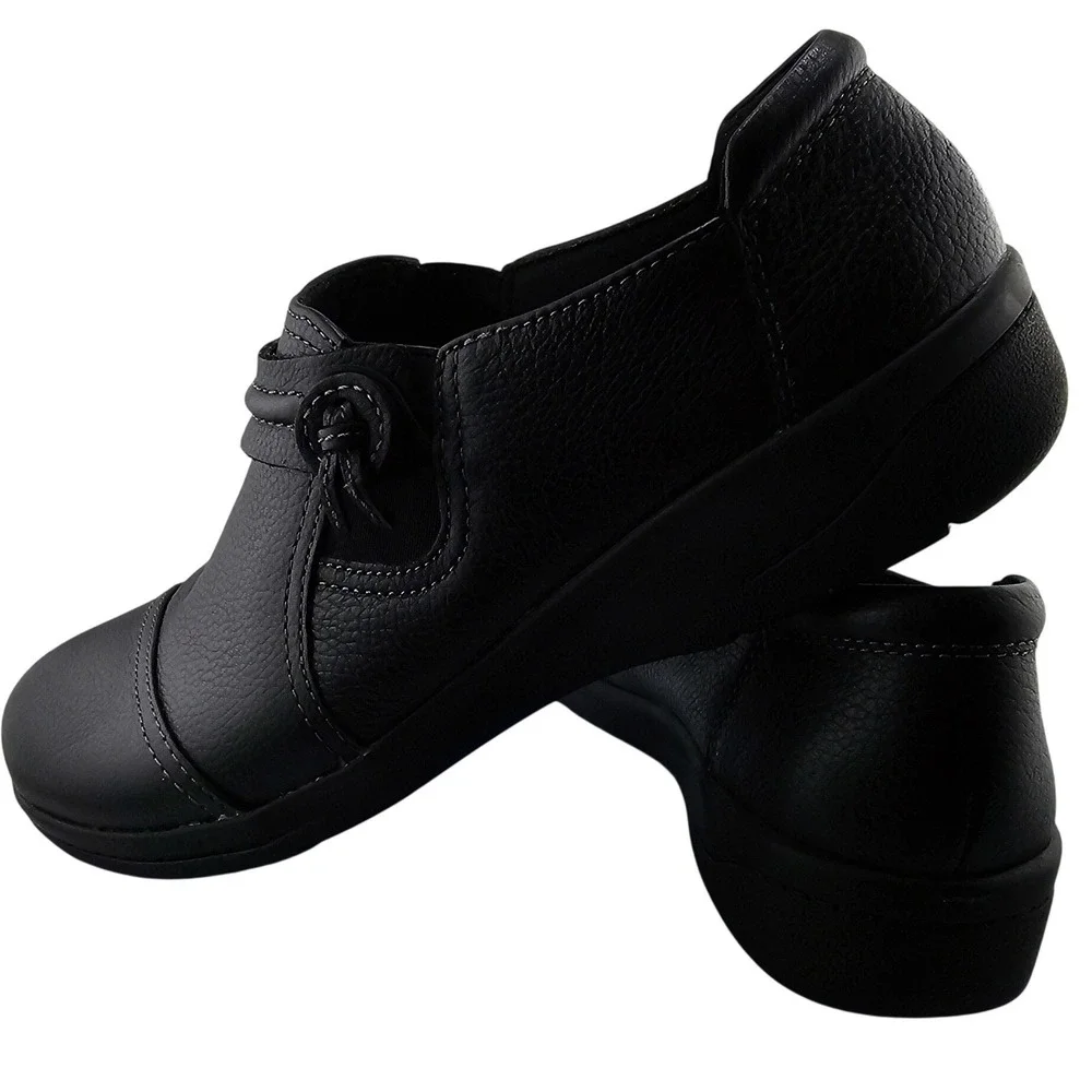 Clarks‎ Women's Cheyn Madi Black Leather Slip On Loafers Shoes SZ 7.5 M 61246006 - Picture 9 of 10